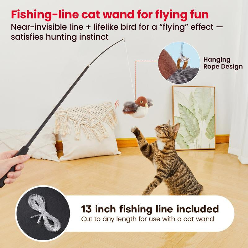 Pawmeow Co. Potaroma Flapping Bird Cat Toy (DON'T FLY), Lifelike Bird Chirp (DON'T FLY), Touch-Activated Kitten Toy Rechargeable, Interactive Cat Exercise Toys