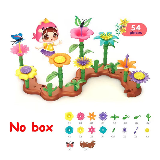 Flower Garden Building Toys for Girls Gardening Pretend Gift for Kids Stacking Game Toddlers Playset Educational Activity