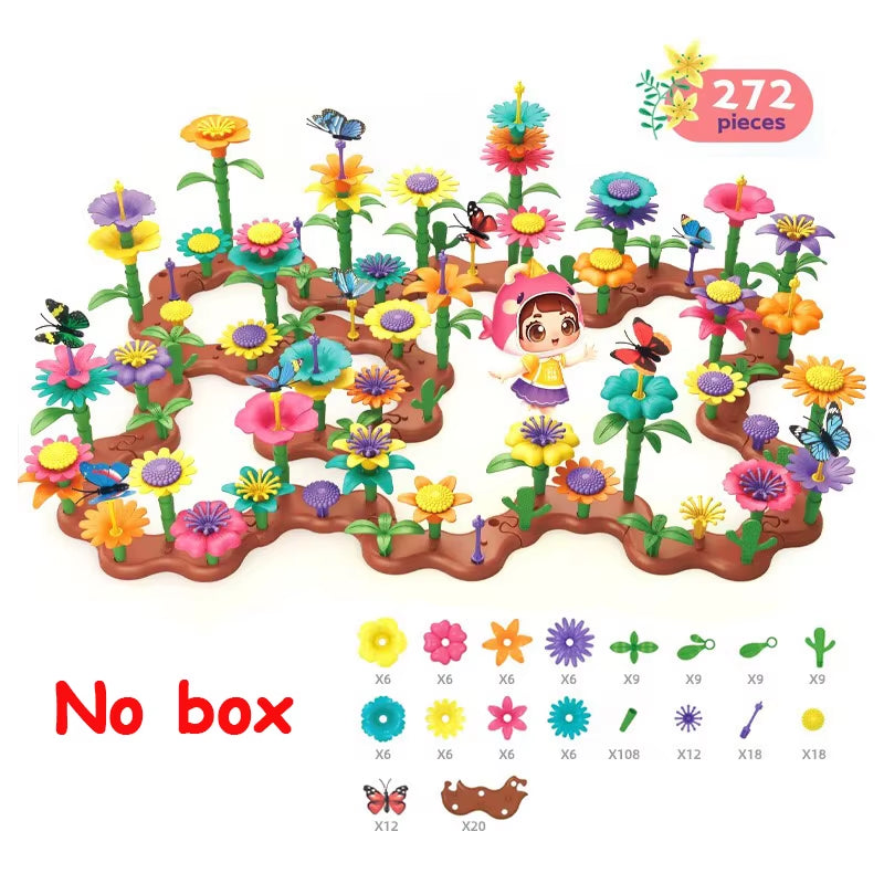 Flower Garden Building Toys for Girls Gardening Pretend Gift for Kids Stacking Game Toddlers Playset Educational Activity