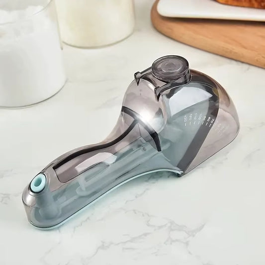 Set of 2 Adjustable Measuring Spoons Large and Small for Baking with Transparent Design and Measurement Scale for Flour Sugar Or