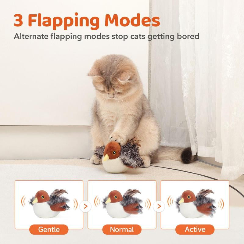 Pawmeow Co. Potaroma Flapping Bird Cat Toy (DON'T FLY), Lifelike Bird Chirp (DON'T FLY), Touch-Activated Kitten Toy Rechargeable, Interactive Cat Exercise Toys