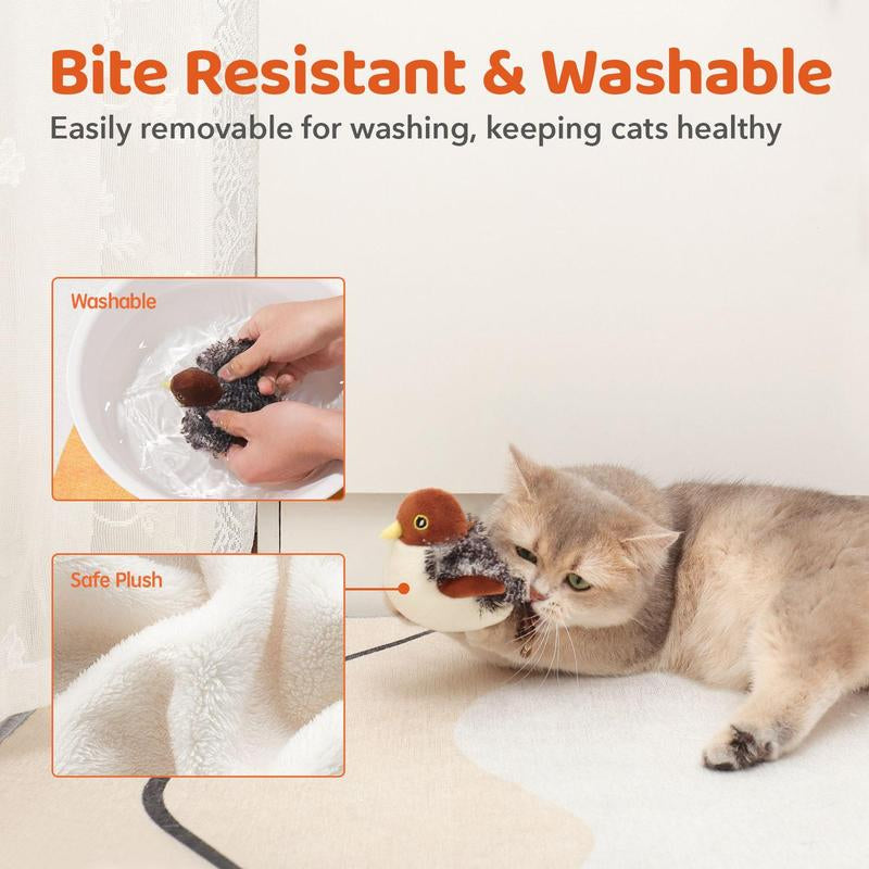 Pawmeow Co. Potaroma Flapping Bird Cat Toy (DON'T FLY), Lifelike Bird Chirp (DON'T FLY), Touch-Activated Kitten Toy Rechargeable, Interactive Cat Exercise Toys
