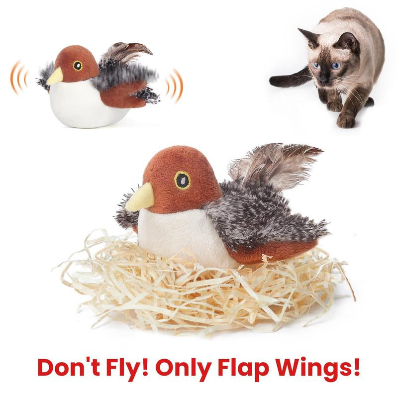 Pawmeow Co. Potaroma Flapping Bird Cat Toy (DON'T FLY), Lifelike Bird Chirp (DON'T FLY), Touch-Activated Kitten Toy Rechargeable, Interactive Cat Exercise Toys
