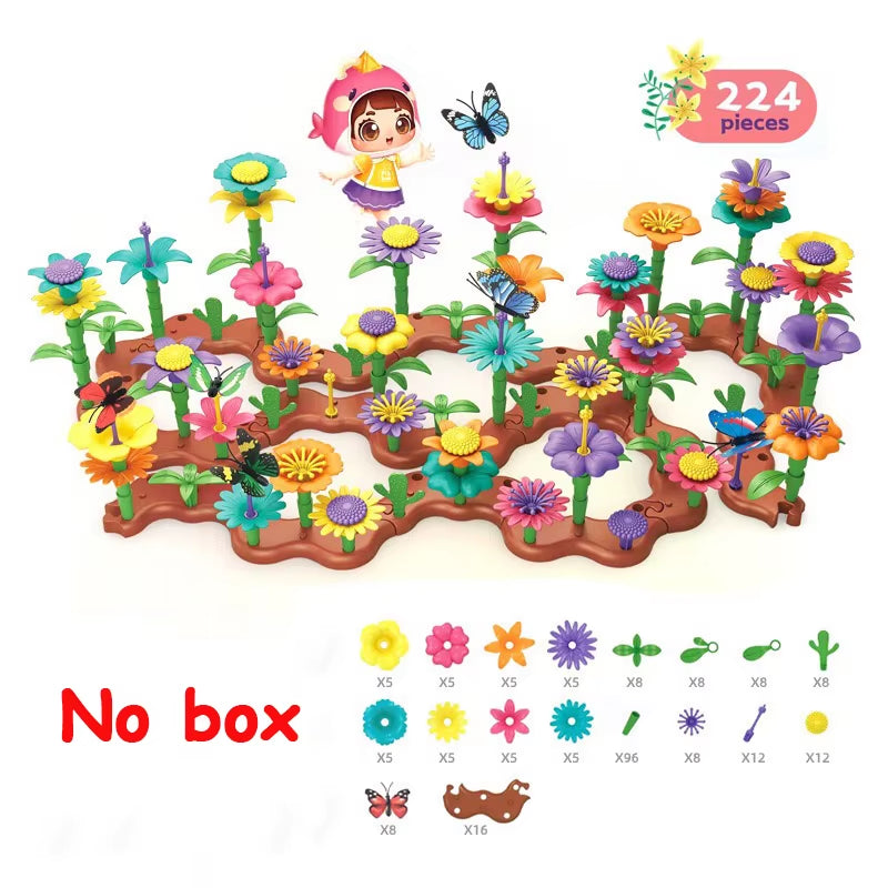 Flower Garden Building Toys for Girls Gardening Pretend Gift for Kids Stacking Game Toddlers Playset Educational Activity
