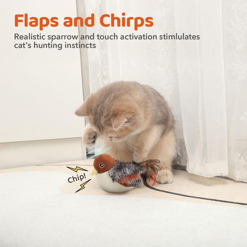 Pawmeow Co. Potaroma Flapping Bird Cat Toy (DON'T FLY), Lifelike Bird Chirp (DON'T FLY), Touch-Activated Kitten Toy Rechargeable, Interactive Cat Exercise Toys