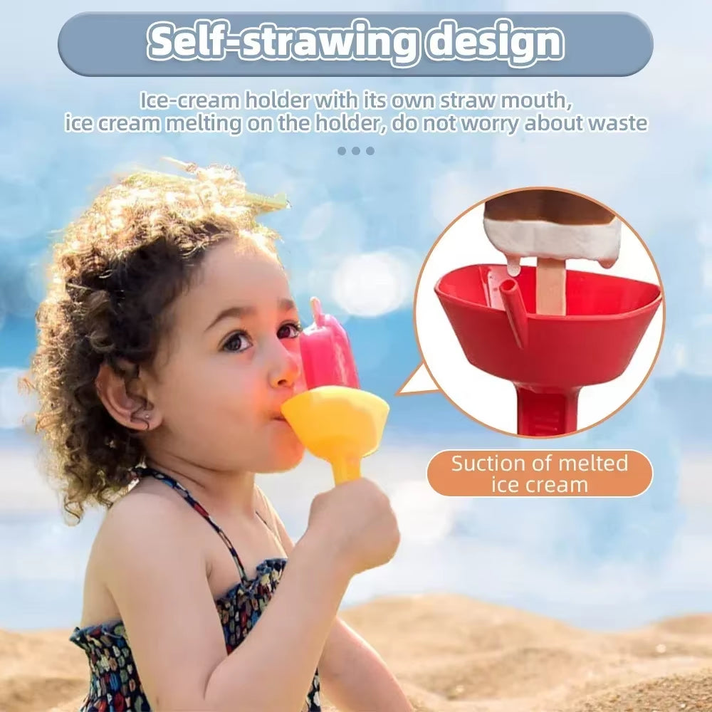 New Drip-Proof Popsicle Rack Drip Free Ice Holder No Mess Free Frozen Treats Rack Popsicle Holder with Straw for Kids Ice Cream