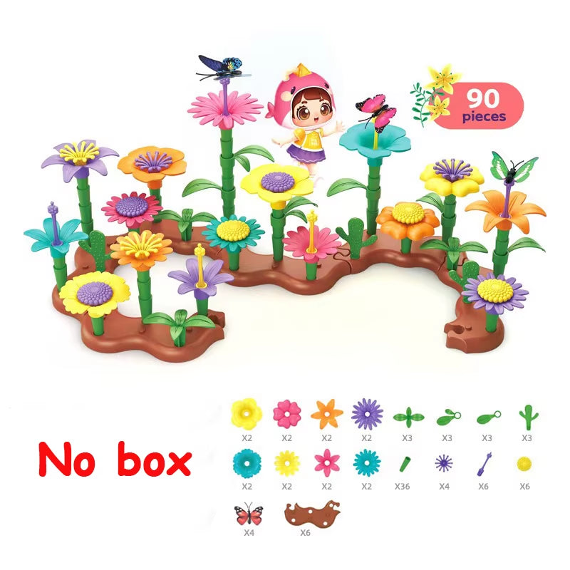 Flower Garden Building Toys for Girls Gardening Pretend Gift for Kids Stacking Game Toddlers Playset Educational Activity